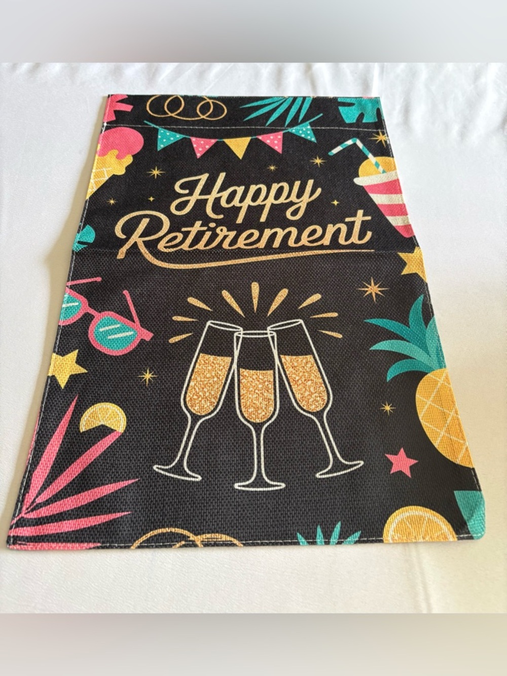 Happy Retirement Decorative Garden Flag - Champagne Cheers